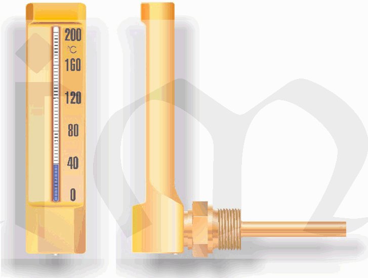 Teploměr úhlový T0204 0..+200°C/150x36mm, 100mm, G1/2"